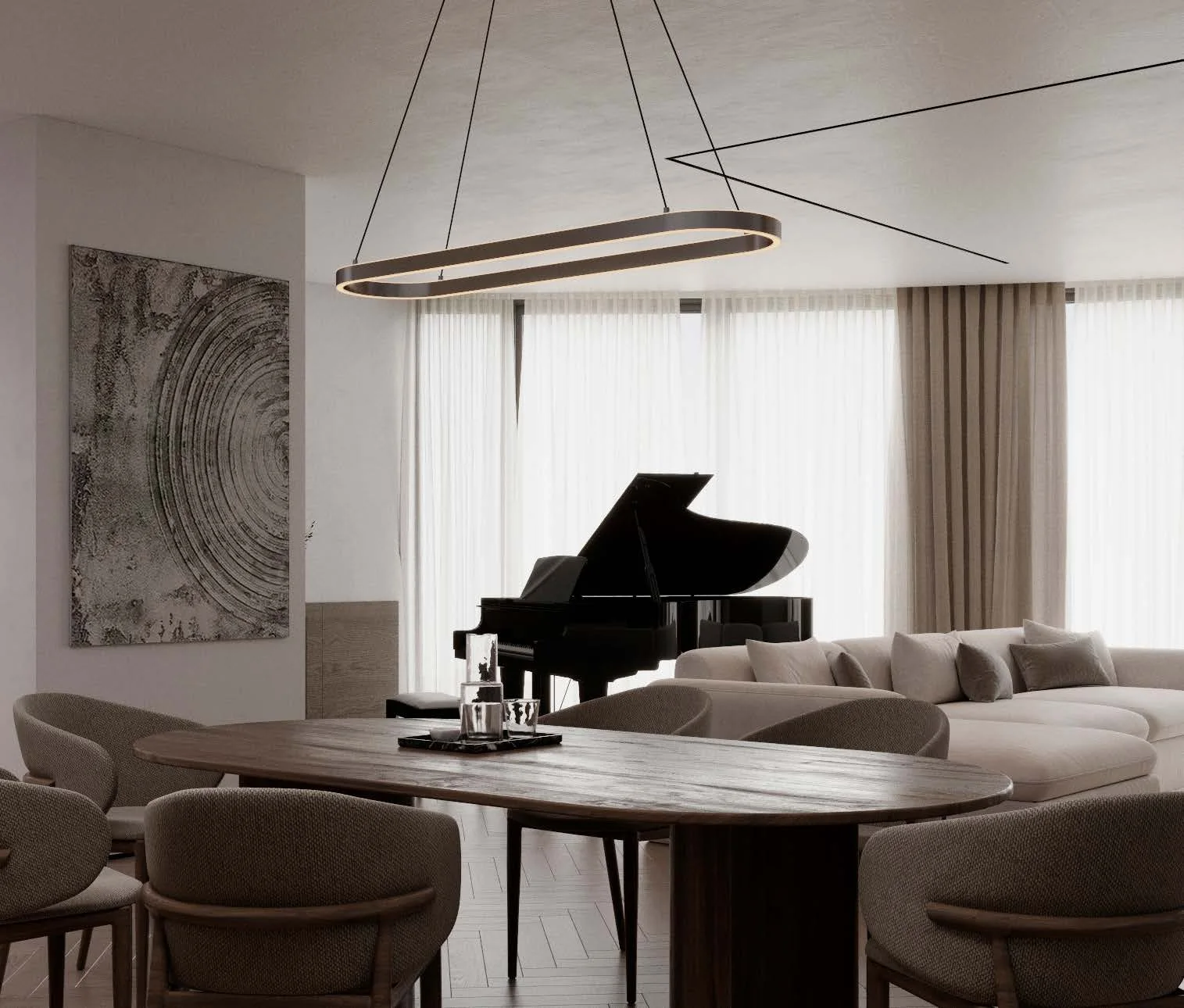 Гостиная резиденции AURUS Residences с роялем