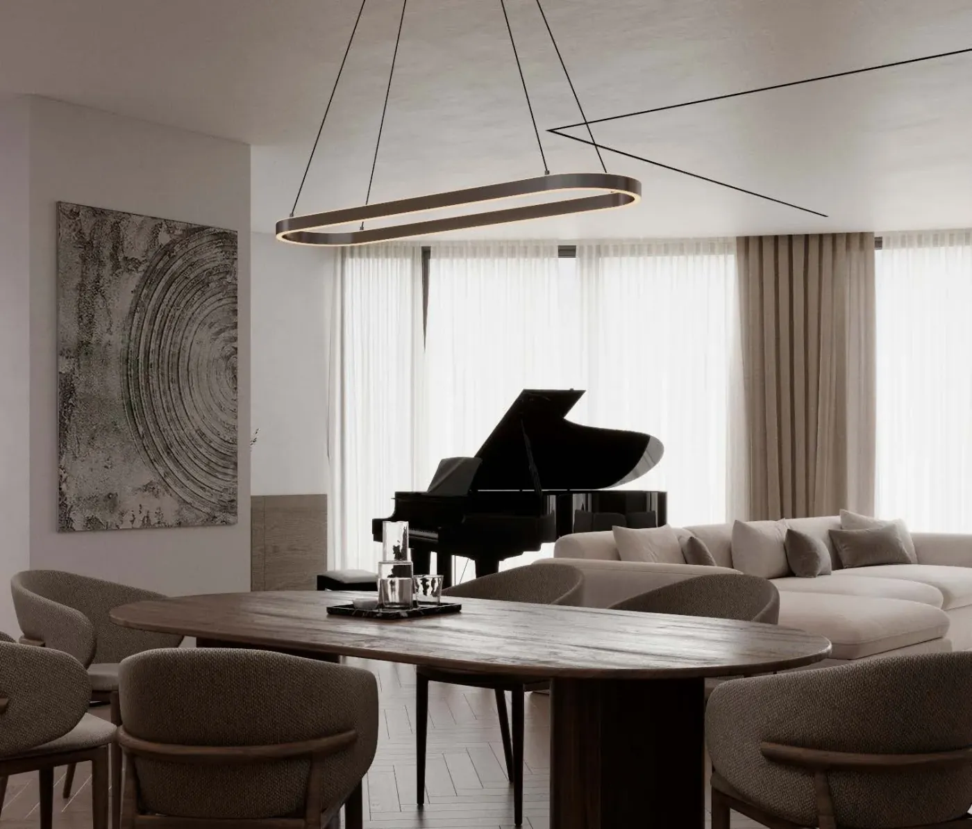 Гостиная резиденции AURUS Residences с роялем